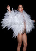 Angelic White Shimmering Organza Feather-Shaped Ruffled Diva Jacket