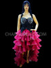 Bustier Style Beaded Black Corset + Double-Layer Pink Ruffled Skirt