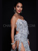 Sexy Silver Backless Latin Dance Dress with Rhinestone and Sequin Tassels