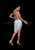 Halter Style Silverish Gray Fringe Latin and Salsa Dance Dress