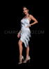 Halter Style Silverish Gray Fringe Latin and Salsa Dance Dress