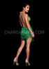 Halter-Style Sequin Latin Dance Dress with Green Fringe Skirt