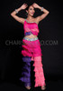 Fuchsia Fringed Top and Pants with Silver Sequins Trim
