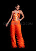 Flame Orange Sequin Top and Fringe Pants Latin and Salsa Dance Pants