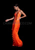 Flame Orange Sequin Top and Fringe Pants Latin and Salsa Dance Pants