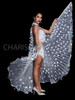 Elegant White Belly Dance Fringe Bra Skirt with Isis Wings set
