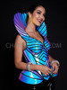 Blue Iridescent Futuristic Queen Vinyl Celestial Corset with Collar