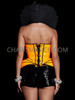 Orange Iridescent Futuristic Queen Vinyl Celestial Corset With Collar