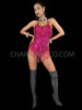 Fuchsia Sequined Leotard With Fuchsia Beaded Fringe