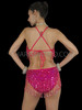 Fuchsia Sequined Leotard With Fuchsia Beaded Fringe