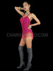 Fuchsia Sequined Leotard With Fuchsia Beaded Fringe