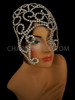 Rhinestone Encrust Crystal Hair Cap Style Drag Queen Eye Hole Mask