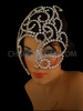 Rhinestone Encrust Crystal Hair Cap Style Drag Queen Eye Hole Mask