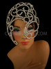 Rhinestone Encrust Crystal Hair Cap Style Drag Queen Eye Hole Mask
