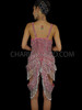 Pink Intricate Sequin Leotard Dress With Beaded Tassels