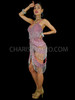 Pink Intricate Sequin Leotard Dress With Beaded Tassels