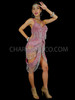 Pink Intricate Sequin Leotard Dress With Beaded Tassels