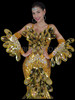 Golden Scaled Sequin Gown with Rhinestone Embellishments