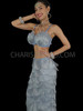 Silver Mermaid Costume With Flared Skirt And Sexy Shell Bra