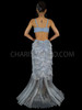 Silver Mermaid Costume With Flared Skirt And Sexy Shell Bra