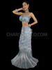 Silver Mermaid Costume With Flared Skirt And Sexy Shell Bra