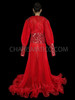 Regal Sexy Pleated Organza Red Drag Queen Coat With Sequins