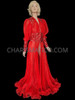 Regal Sexy Pleated Organza Red Drag Queen Coat With Sequins