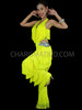 Neon Yellow Halter Fringe Salsa Dance Pants