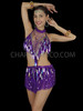 Pretty Purple Halter Style Sequin and Fringe Latin Dance Dress