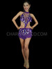 Pretty Purple Halter Style Sequin and Fringe Latin Dance Dress