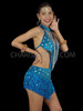 Bodacious In Blue Halter Style Sequin and Fringe Latin Dance Dress
