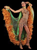 Drag Queen Golden Organza Ruffled Long Wing Cape
