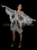 Black And Silver Heavily Fringed Butterfly Drag Queen Diva Top