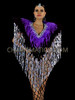 Exotic Purple And Silver Sequin Fringe Feather Collar