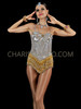 Gold and Silver Sequin Leotard with Fringe Mini Skirt