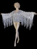 Sparkly Silver Sequin Fringe Waist Length Diva Dance Jacket