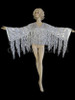 Sparkly Silver Sequin Fringe Waist Length Diva Dance Jacket