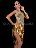 Brilliant Gold Sequin Dance Dress With Mirror Tile Accents