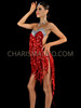 V-Neck Shiny Red Sequin Fringe Latin Salsa Dress