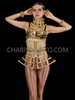 Vibrant Diva Golden Geometric Cage Corset with Matching Necklace