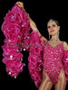 Fuchsia Silver Trimmed Silver Jumbo Sequin Ruffle Organza Boa Arm Bands