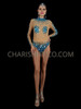 Nude Illusion Brilliant Blue Sequin Accented Dance Bodystocking