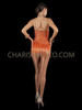 Bright Orange Sequin Leotard with Beaded Fringe