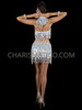 Brilliant Silver  Two-Piece Halter Style Sequin Fringe Latin Dance Dress