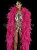 Radiant Fuchsia Leaf Inspired Ruffled Organza Burlesque Boa