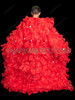 Red Glitter Organza Drag Queen Stage Coat With Silve Dot Sequins