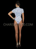 Deep V-Cutout Sequin Showgirl Leotard with Mirror Tile Embellishments