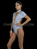 Deep V-Cutout Sequin Showgirl Leotard with Mirror Tile Embellishments
