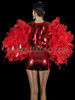 Ruffled Organza Valentine Red Sequin Drag Jacket