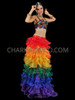 Diva's Pride Rainbow Organza Ruffle Full Length Skirt With High Leg Cut